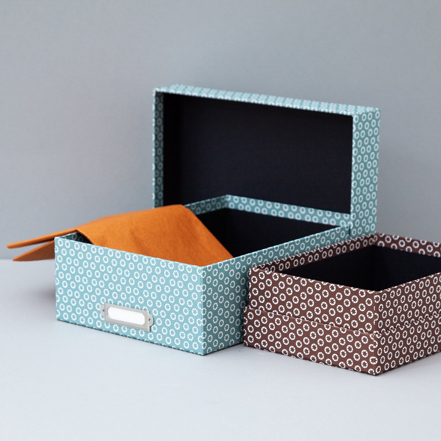 ARCHIVAL BOXES WITH TINY STAR PRINT | SET OF TWO