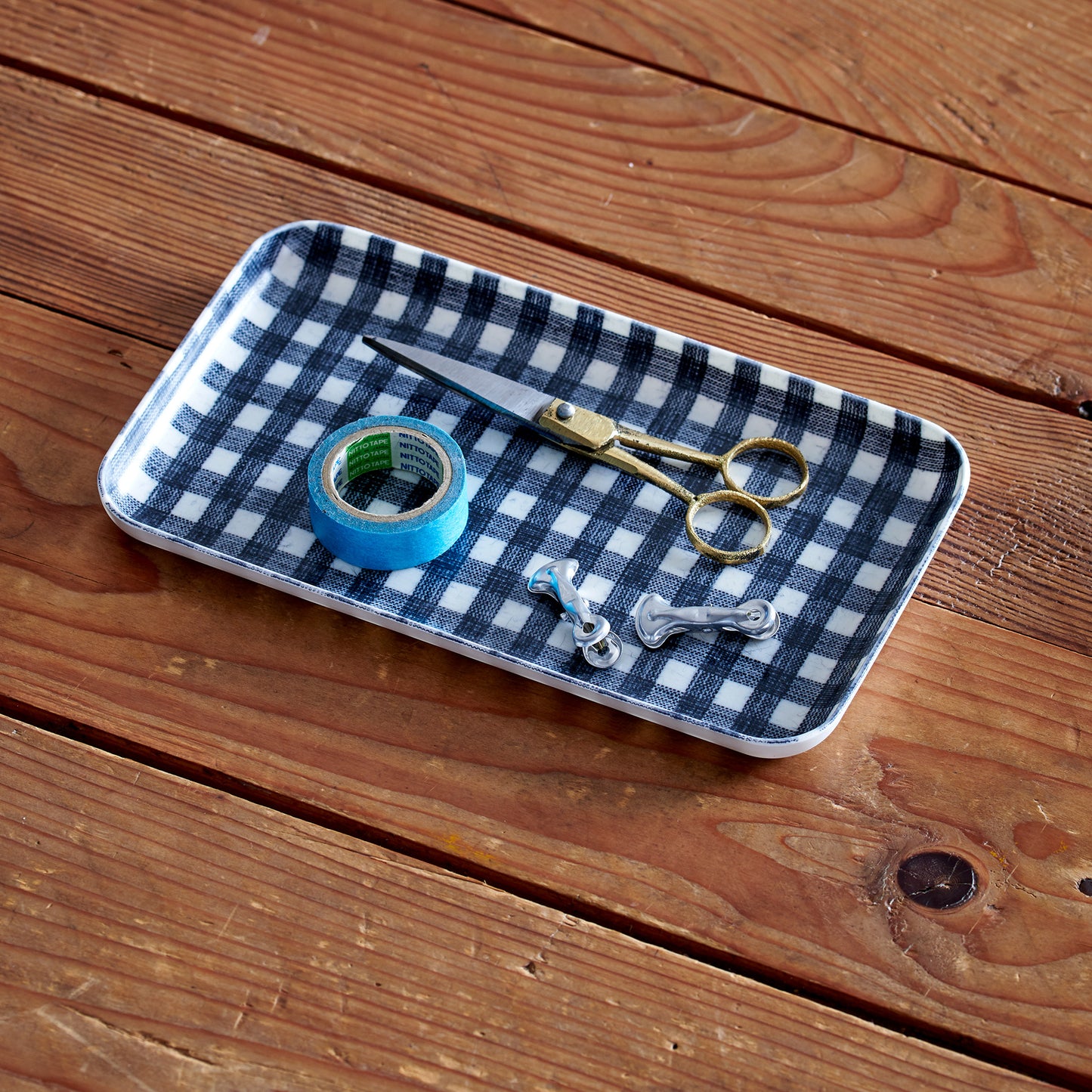 SMALL GINGHAM LINEN TRAY | TWO COLORS