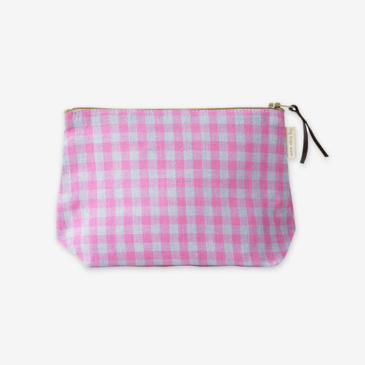 LINEN ZIP POUCH | GINGHAM | TWO COLORS