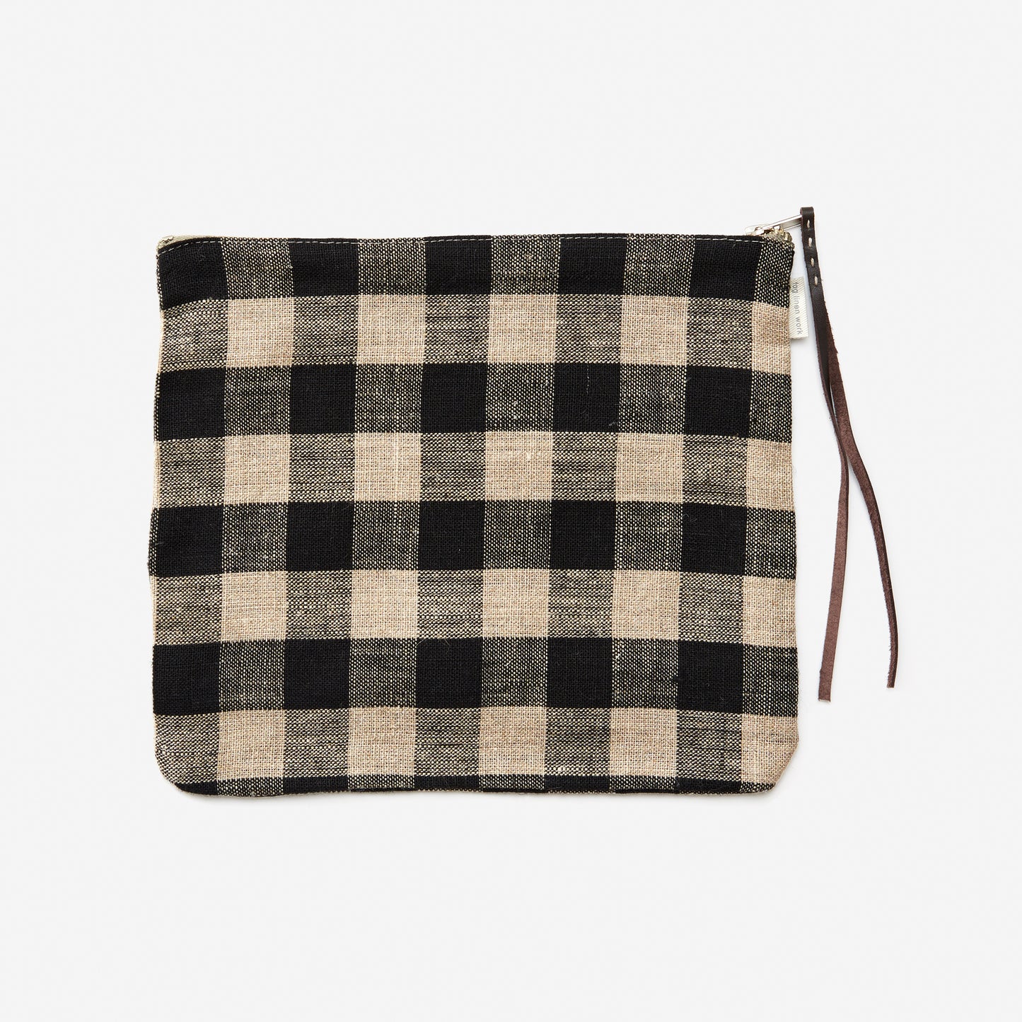 LINEN ZIP POUCH | BLACK + NATURAL CHECKED | TWO SIZES