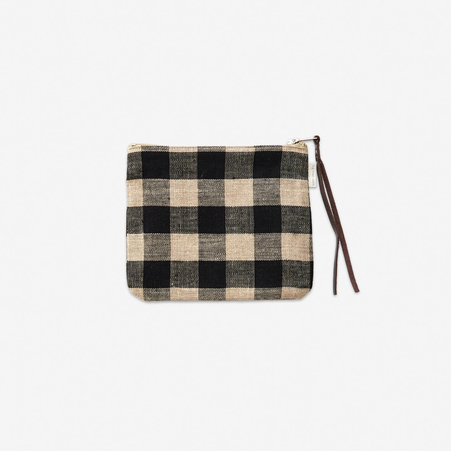 LINEN ZIP POUCH | BLACK + NATURAL CHECKED | TWO SIZES