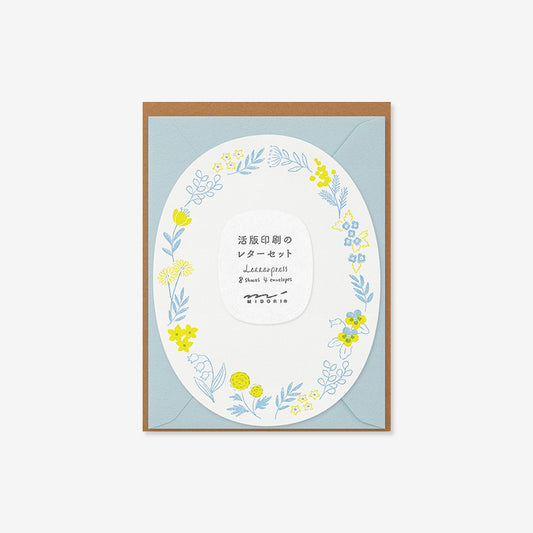 MIDORI | YELLOW + BLUE WREATH STATIONERY SET