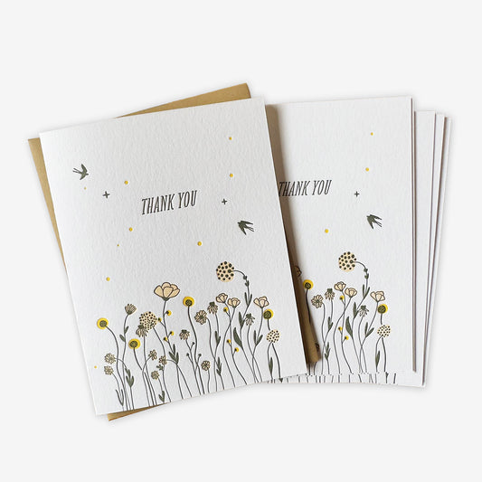 WILDFLOWERS LETTERPRESS THANK YOU NOTES | SET OF SIX