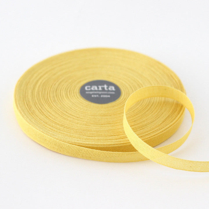 Loose weave cotton ribbon.Ribbon size: 1/2" width = 15 mm. 48 colors, curated by Angela Liguori for Studio Carta.100% cotton fiber  Made in Italy, designed, packaged and distributed in USA..