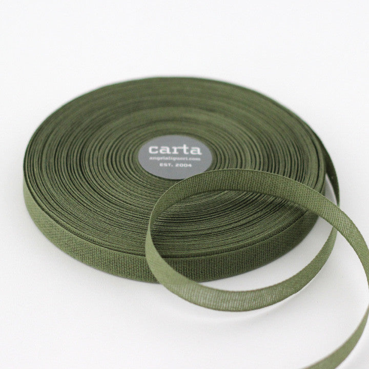 Loose weave cotton ribbon.Ribbon size: 1/2" width = 15 mm. 48 colors, curated by Angela Liguori for Studio Carta.100% cotton fiber  Made in Italy, designed, packaged and distributed in USA..